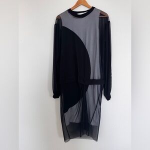 Elegant Black and Gray Sheer Dress